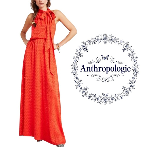 Anthropologie Dresses & Skirts - ANTHROPOLOGIE SACHIN & BABI CECELIA TIE-NECK MAXI DRESS SIZE 4 RED-ORANGE
